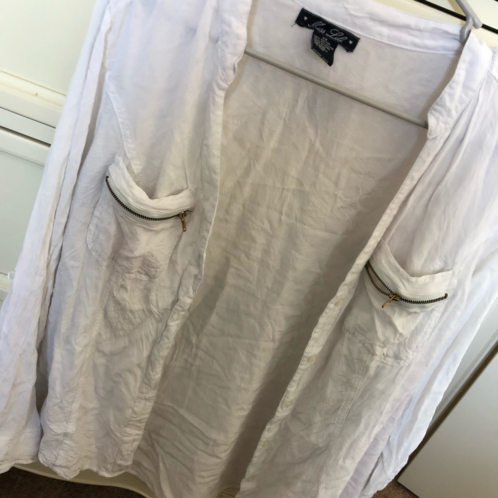 white zipper pocket shirt